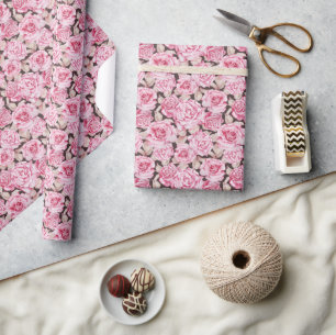 Pink Roses Valentine's Day Wrapping Paper