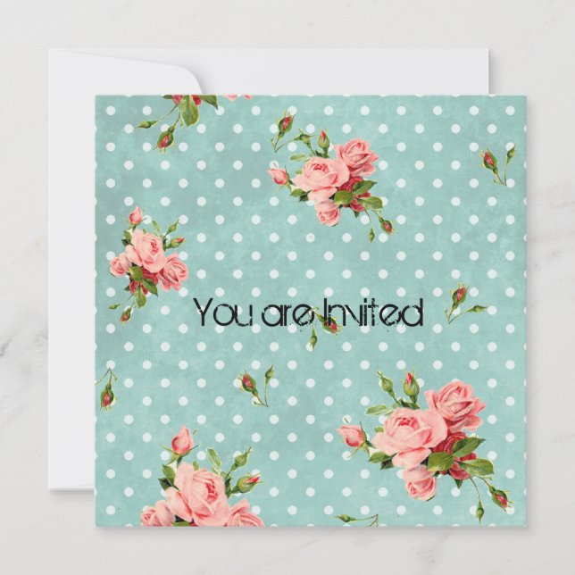 Pink Roses Vintage Baby Shower Invitation (Front)