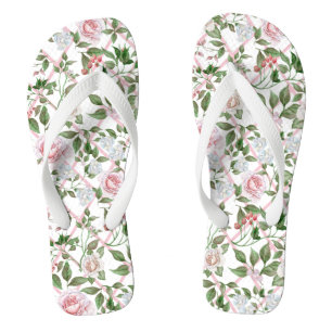 Pink Roses - Vintage Watercolor Floral Flip Flops