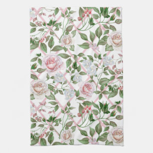 Pink Roses - Vintage Watercolor Floral Kitchen Towel