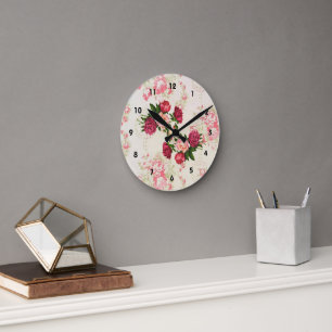 Pink Roses Wall Clock
