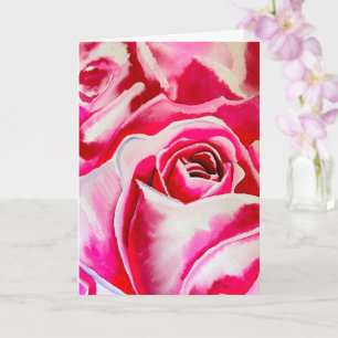 Pink roses watercolor art card