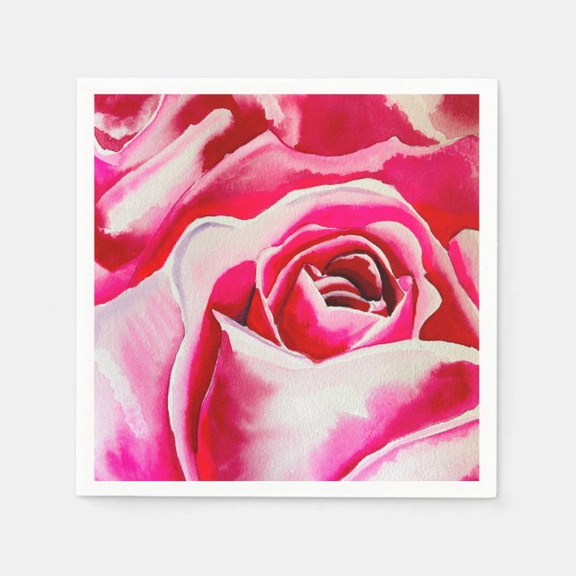Pink roses watercolor art napkin (Front)