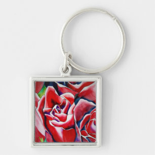Pink Roses watercolor art painting Keychain