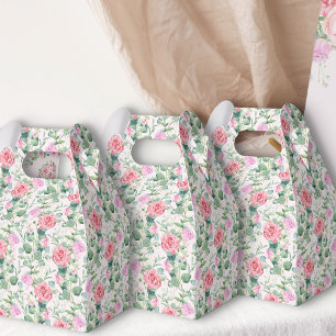Pink Roses Watercolor Floral Vintage Garden Favor Box