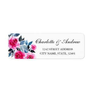 Pink Roses Watercolor Wedding Return Address