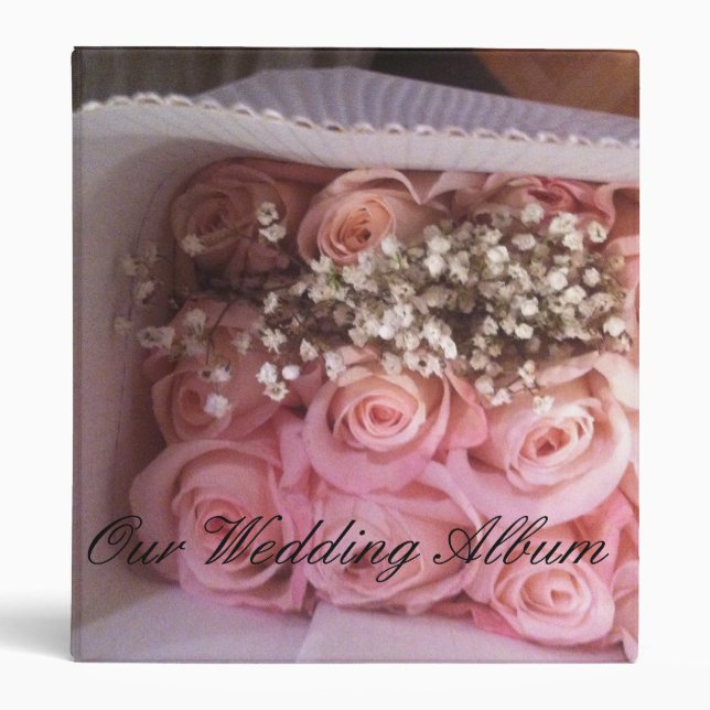 Pink Roses Wedding Album Binder (Front)