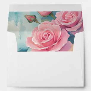 Pink Roses Wedding Engagement Bridal Shower CUSTOM Envelope