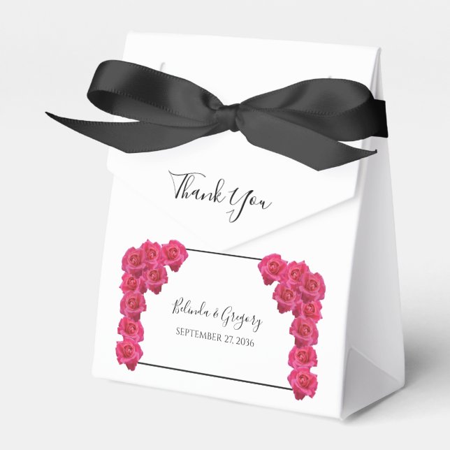 Pink Roses Wedding Gift  Favor Box (Front Side)