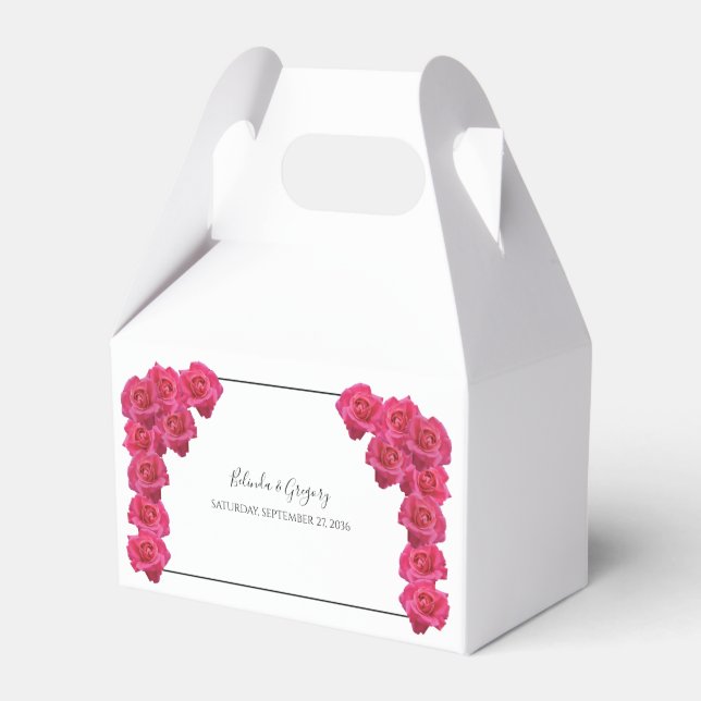 Pink Roses Wedding Gift Favor Box (Front Side)