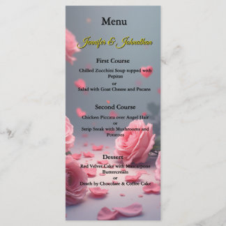 Pink Roses Wedding Love is in Bloom Menu