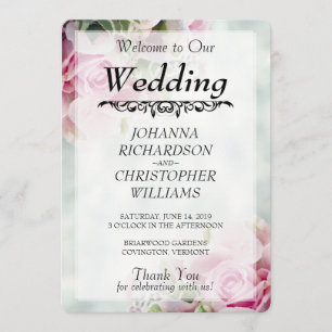 Pink Roses Wedding Program