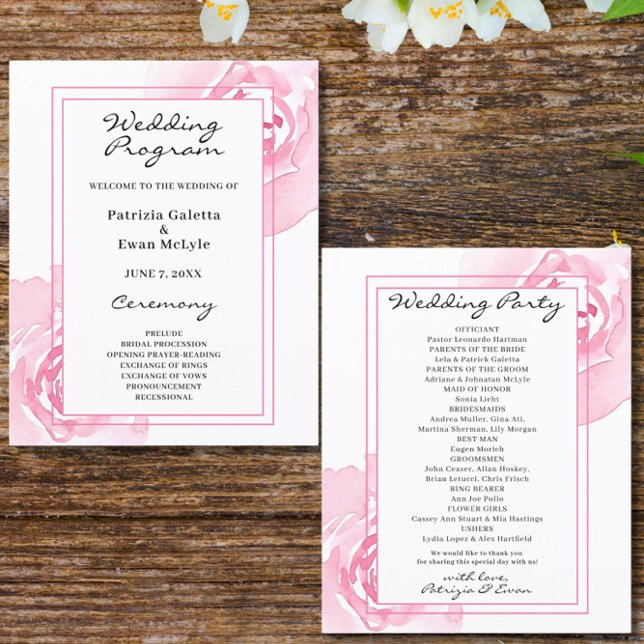 Pink Roses  Wedding Program  (Creator Uploaded)