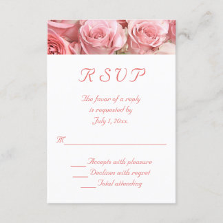 Pink Roses Wedding RSVP Card
