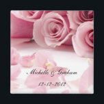 Pink Roses Wedding Souvenir Magnet<br><div class="desc">Pink Roses Wedding Souvenir Magnet</div>