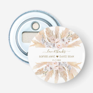 Pink Roses White Orchid Pampas Grass Wedding   Bottle Opener