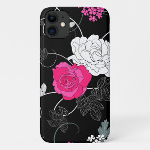 Pink Roses, White Roses, Pattern Of Flowers iPhone 11 Case