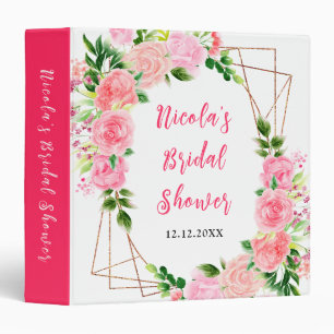 Pink Roses with Foliage Bridal Shower Photo Album Binder