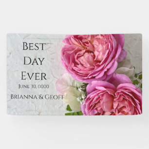 Pink roses with text space banner
