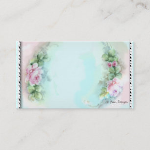 Pink Roses Zebra Print Business Cards