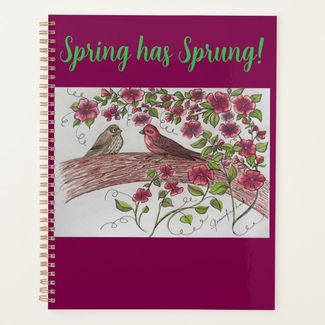 Pink Rosie Finches Planner (Front)