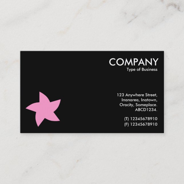 Pink Rotating Star Symbol - Black Business Card (Front)