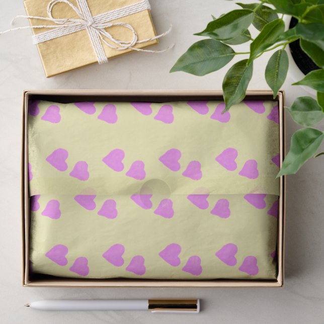 Pink roughly illustrated hearts duo tissue paper (Gift)