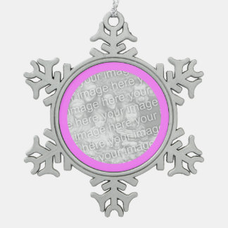 Pink Round Border Snowflake Pewter Christmas Ornament
