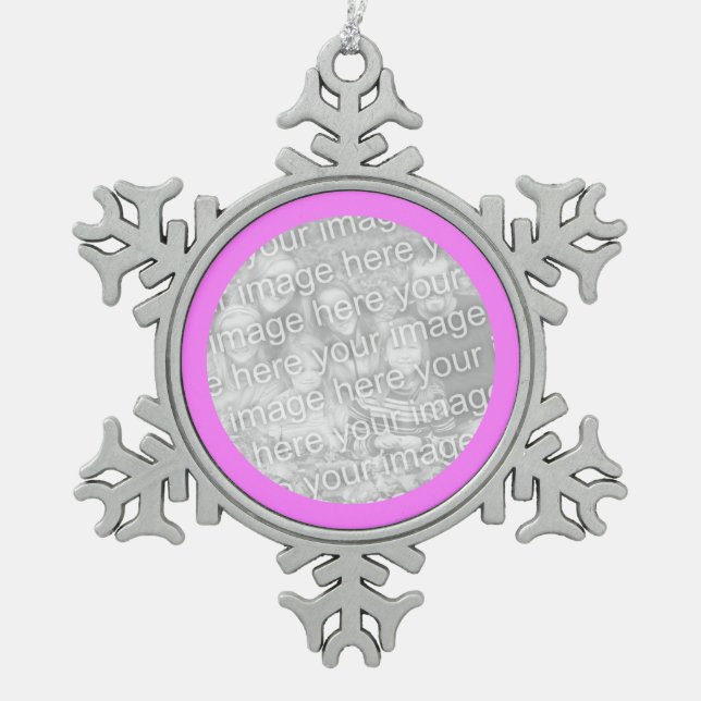 Pink Round Border Snowflake Pewter Christmas Ornament (Front)