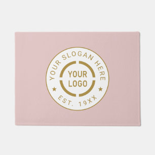 Pink Round Custom Logo Business Branded Doormat