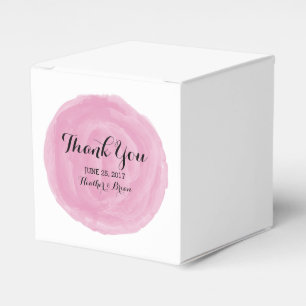 Pink Round Watercolor Wedding Favour Boxes