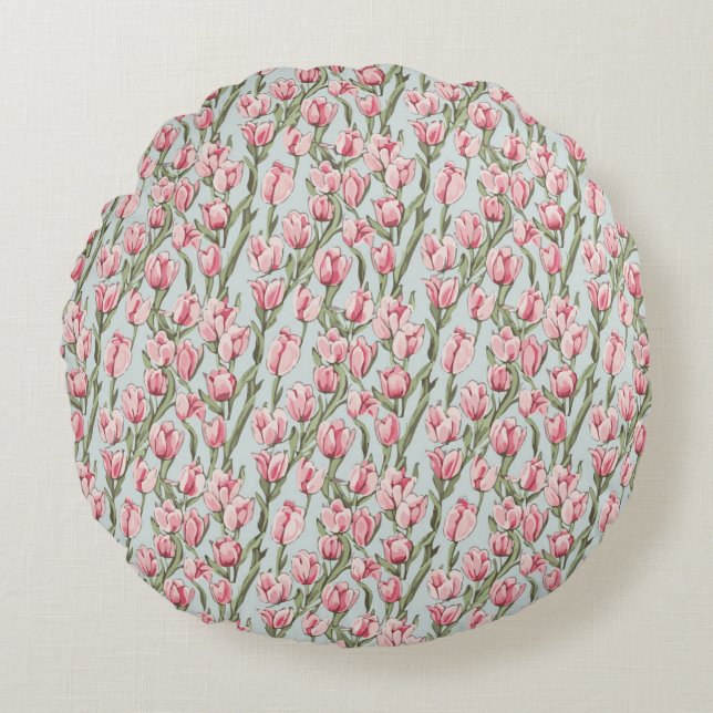 Pink Row Serenity Round Pillow (Front)