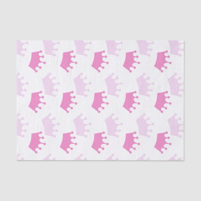 Pink Royal Crowns Fairytale Princess Baby Shower Tissue Paper (Front)