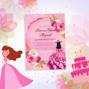 Pink Royal Little Princess Birthday Invitation