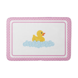 Pink Rubber Duck Bath Mat   Cute Ducky and Bubbles
