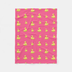 Pink rubber duck pattern fleece blanket
