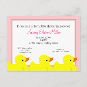 Pink Rubber Ducky Shower Invitation