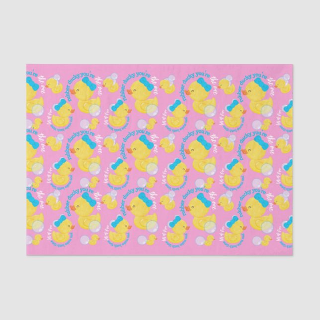 Pink Rubber Ducky You're the One Party Tissue Paper (Front)