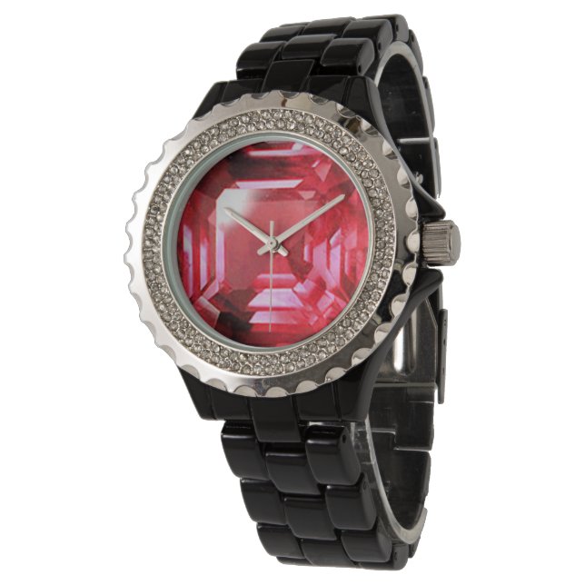 Pink Ruby Gemstone Watch (Angled)