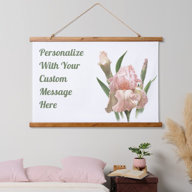 Pink Ruffled Iris Flower Art Personalized Hanging Tapestry (Bedroom)