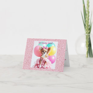 Pink Ruffles Chihuahua Birthday Party Invitation