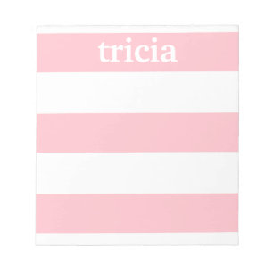 Pink Rugby Stripes Personalized Notepad