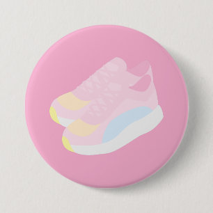 Pink Running Shoes 3 Inch Round Button