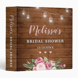 Pink Rustic Bridal Shower Memory Keepsake Album Binder