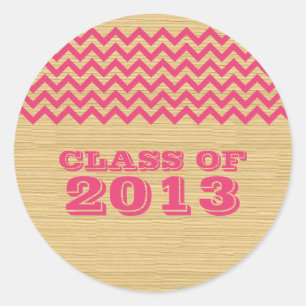Pink Rustic Chevron Graduation Stickers