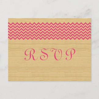 Pink Rustic Chevron RSVP Postcard