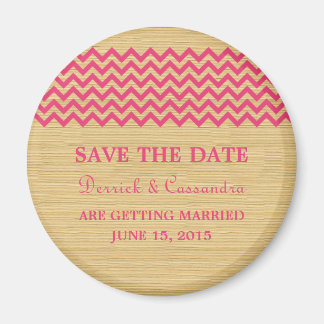 Pink Rustic Chevron Save the Date Magnet