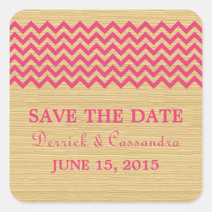 Pink Rustic Chevron Save the Date Stickers