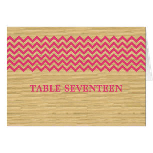 Pink Rustic Chevron Table Number Card