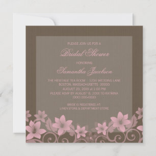 Pink Rustic Floral Bridal Shower Invite